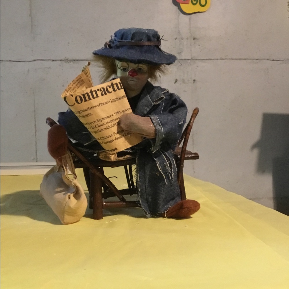 Denim Clown Figurine